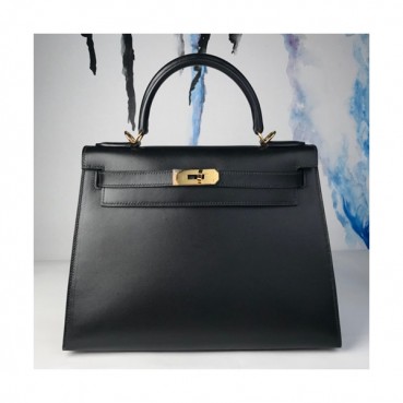 Hermes Kelly Box Leather Tote Shoulder Bag ,28cm - 에르메스 켈리 복스 레더 여성용 토트 숄더백 HERB0144,28cm,블랙