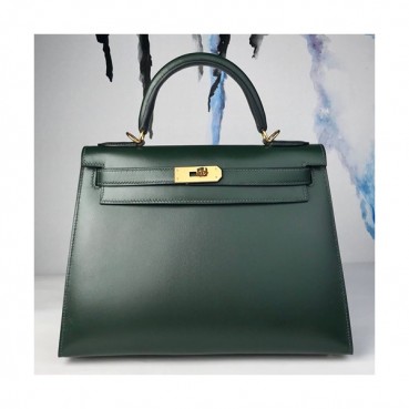 Hermes Kelly Box Leather Tote Shoulder Bag ,28cm - 에르메스 켈리 복스 레더 여성용 토트 숄더백 HERB0143,28cm,그린