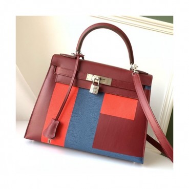 Hermes Kelly Leather Tote Shoulder Bag ,28cm - 에르메스 켈리 레더 여성용 토트 숄더백 HERB0134,28cm,와인
