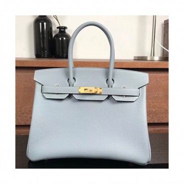 Hermes Birkin Togo Leather Tote Shoulder Bag ,30cm - 에르메스 버킨 토고 레더 여성용 토트 숄더백 HERB0124,30cm,스카이블루