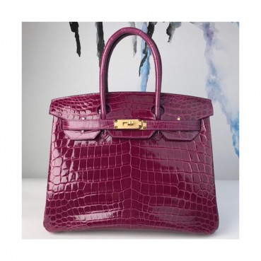 Hermes Birkin Crocodile Leather Tote Shoulder Bag ,30cm - 에르메스 버킨 크로커다일 여성용 토트 숄더백 HERB0120,30cm,퍼플