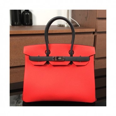 Hermes Birkin Togo Leather Tote Shoulder Bag ,30cm - 에르메스 버킨 토고 레더 여성용 토트 숄더백 HERB0116,30cm,레드오렌지