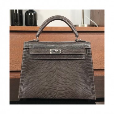 Hermes Kelly Lizard Leather Tote Shoulder Bag ,25cm - 에르메스 켈리 리저드 레더 여성용 토트 숄더백 HERB0101,25cm,브라운
