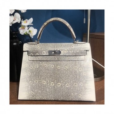 Hermes Kelly Lizard Leather Tote Shoulder Bag ,25cm - 에르메스 켈리 리저드 레더 여성용 토트 숄더백 HERB0098,25cm,그레이