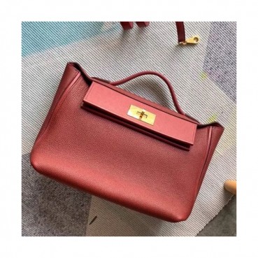 Hermes Kelly 2424 Togo Leather Tote Shoulder Bag ,29cm - 에르메스 켈리2424 토고 레더 여성용 토트 숄더백 HERB0074,29cm,와인
