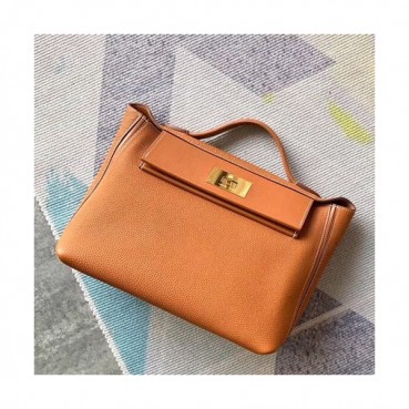 Hermes Kelly 2424 Togo Leather Tote Shoulder Bag ,29cm - 에르메스 켈리2424 토고 레더 여성용 토트 숄더백 HERB0072,29cm,브라운