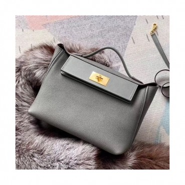 Hermes Kelly 2424 Togo Leather Tote Shoulder Bag ,29cm - 에르메스 켈리2424 토고 레더 여성용 토트 숄더백 HERB0069,29cm,그레이