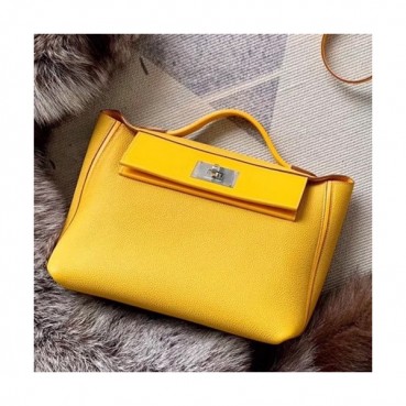 Hermes Kelly 2424 Togo Leather Tote Shoulder Bag ,29cm - 에르메스 켈리2424 토고 레더 여성용 토트 숄더백 HERB0068,29cm,옐로우
