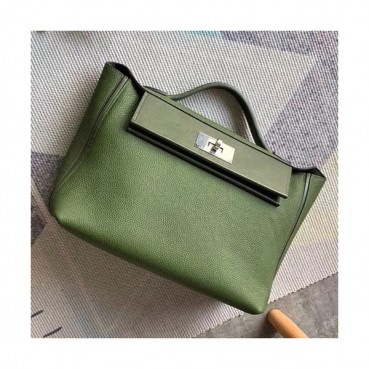 Hermes Kelly 2424 Togo Leather Tote Shoulder Bag ,29cm - 에르메스 켈리2424 토고 레더 여성용 토트 숄더백 HERB0067,29cm,그린
