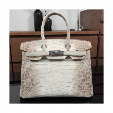 Hermes Birkin  Crocodile Leather Tote Shoulder Bag ,30cm - 에르메스 버킨 크로커다일 레더 여성용 토트 숄더백 HERB0036,30cm,크림+그레이