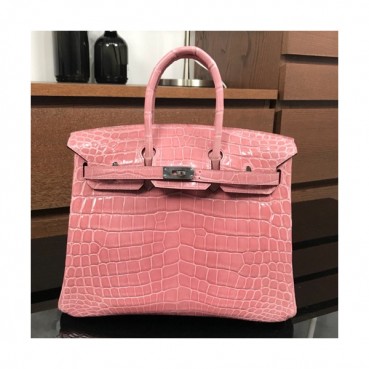 Hermes Birkin  Crocodile Leather Tote Shoulder Bag ,25cm - 에르메스 버킨 크로커다일 레더 여성용 토트 숄더백 HERB0034,25cm,핑크