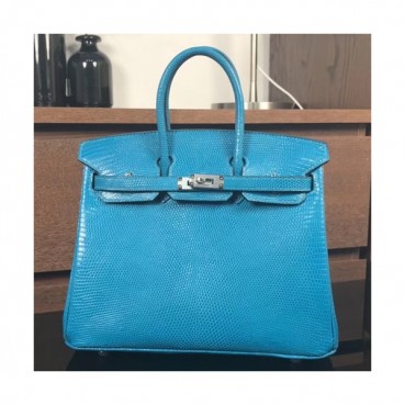 Hermes Birkin Lizard Leather Tote Shoulder Bag ,25cm - 에르메스 버킨 리저드 레더 여성용 토트 숄더백 HERB0030,스카이블루,25cm