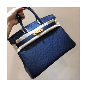 Hermes Birkin Ostrich Leather Tote Shoulder Bag ,30cm - 에르메스 버킨 오스트리치 레더 여성용 토트 숄더백 HERB0029,다크블루,30cm