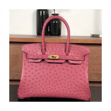 Hermes Birkin Ostrich Leather Tote Shoulder Bag ,30cm - 에르메스 버킨 오스트리치 레더 여성용 토트 숄더백 HERB0023,핑크,30cm