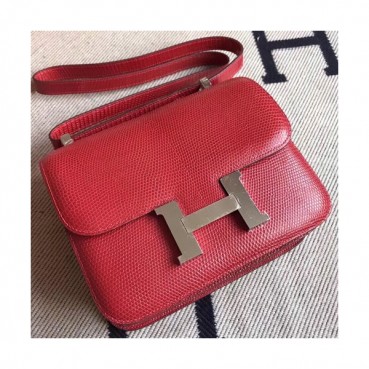 Hermes Constance Lizard Leather Shoulder Bag,24cm - 에르메스 콘스탄스 리저드 레더 여성용 숄더백 HERB0014, 24cm,레드