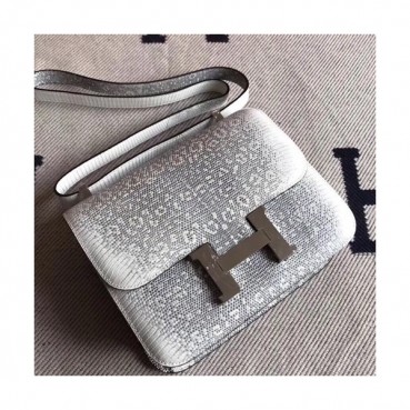 Hermes Constance Lizard Leather Shoulder Bag,24cm - 에르메스 콘스탄스 리저드 레더 여성용 숄더백 HERB0013, 24cm,실버