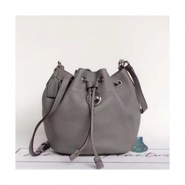 Coach Leather Bucket Shoulder Bag,20cm - 코치 레더 버킷 숄더백 COAB0206,20cm,그레이