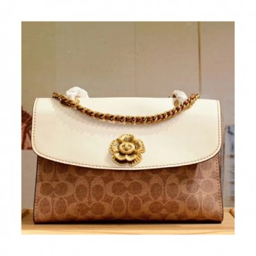 Coach Leather Chain Shoulder Bag,26cm - 코치 레더 체인 숄더백 COAB0199,26cm,화이트