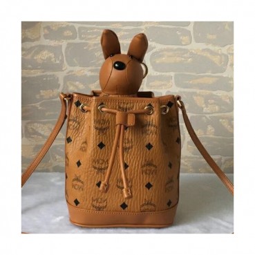 MCM Visetos Leather Shoulder Bag,18cm - 엠씨엠 여성용 비세토스 레더 숄더백 MCMB0093, 18cm,브라운