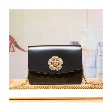 Coach Leather Bowery Chain Shoulder Bag,18cm - 코치 레더 바워리 체인 숄더백 24976,COAB0180,18cm,블랙