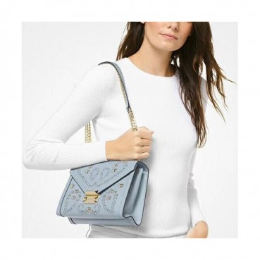 Michael Kors 2018 Leather Whitney Chain Shoulder Bag, 24CM - 마이클 코어스 2018 레더 위트니 체인 숄더백 ,MKB0208, 24CM,블루