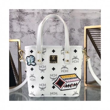 MCM Visetos Tote Shoulder Bag,18cm - 엠씨엠 여성용 비세토스 토트 숄더백 MCMB0067, 18cm,화이트