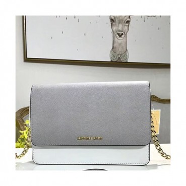 Michael Kors Leather Shoulder Bag, 24CM - 마이클 코어스 레더 숄더백,MKB0204, 24CM,그레이+화이트