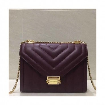 Michael Kors 2018 Leather Whitney Chain Shoulder Bag, 24CM - 마이클 코어스 2018 레더 위트니 체인 숄더백 ,MKB0196, 24CM,다크와인