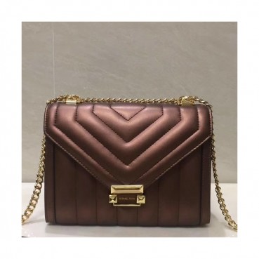 Michael Kors 2018 Leather Whitney Chain Shoulder Bag, 24CM - 마이클 코어스 2018 레더 위트니 체인 숄더백 ,MKB0195, 24CM,브라운