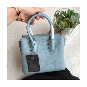 MCM Milla Leather Tote Shoulder Bag,19cm - 엠씨엠 여성용 밀라 레더 토트 숄더백 MCMB0052, 19cm,스카이블루