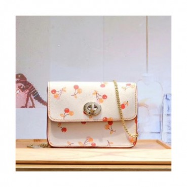 Coach Leather Bowery Chain Shoulder Bag,17cm - 코치 레더 바워리 체인 숄더백 COAB0108,17cm,화이트