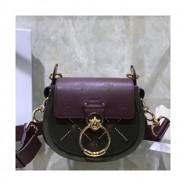 Chole 2019 Tess Leather Shoulder Bag, 20cm -  끌로에 2019 테스 레더 숄더백,CLB0007,20cm,카키+와인