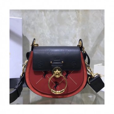 Chole 2019 Tess Leather Shoulder Bag, 20cm -  끌로에 2019 테스 레더 숄더백,CLB0006,20cm,레드+블랙