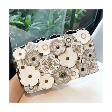 Coach Leather Dinky Chain Shoulder Bag,23cm - 코치 레더 딘키 체인 숄더백 COAB0100,23cm,화이트