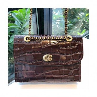 Coach Parker Leather Chain Shoulder Bag,26cm - 코치 파커 레더 체인 숄더백 COAB0097,26cm,와인