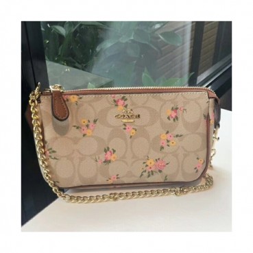 Coach Leather Chain Hand Bag / Shoulder Bag,22cm - 코치 레더 체인 핸드백 / 숄더백 COAB0091,22cm,베이지