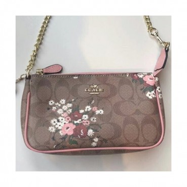 Coach Leather Chain Hand Bag / Shoulder Bag,22cm - 코치 레더 체인 핸드백 / 숄더백 COAB0090,22cm,브라운
