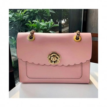 Coach Leather Chain Shoulder Bag,26cm - 코치 레더 체인 숄더백 COAB0085,26cm,핑크