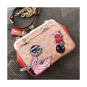 Coach Leather Keith Haring Chain Shoulder Bag - 코치 레더 키스 해링 체인 숄더백 COAB0082,브라운