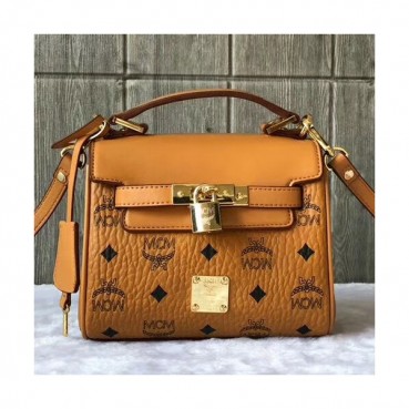 MCM Visetos Leather Tote Shoulder Bag,18.5cm - 엠씨엠 여성용 비세토스 레더 토트 숄더백 MCMB0046, 18.5cm,브라운