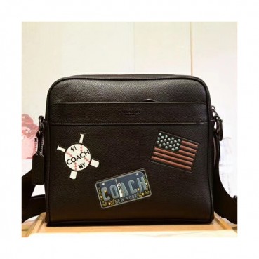 Coach Leather Messenger Shoulder Bag,28cm - 코치 레더 남성용 메신저 숄더백 COAB0075,28cm,블랙