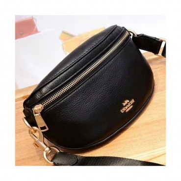 Coach Leather Belt Bag  Shoulder Bag,21cm - 코치 레더  벨트백 숄더백, COAB0055,21cm,블랙
