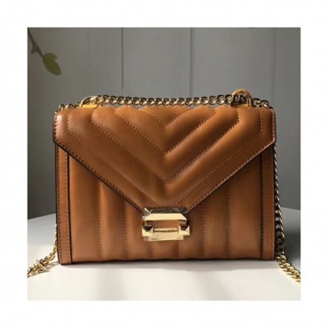 Michael Kors 2018 Leather Whitney Chain Shoulder Bag, 24CM - 마이클 코어스 2018 레더 위트니 체인 숄더백 ,MKB0079, 24CM,카멜