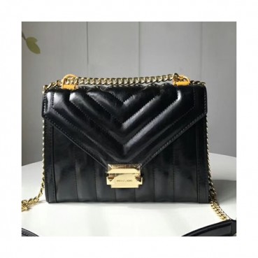 Michael Kors 2018 Leather Whitney Chain Shoulder Bag, 24CM - 마이클 코어스 2018 레더 위트니 체인 숄더백 ,MKB0077, 24CM,블랙