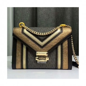 Michael Kors Leather Whitney Chain Shoulder Bag, 24CM - 마이클 코어스 레더 위트니 체인 숄더백 ,MKB0068, 24CM,옐로우골드