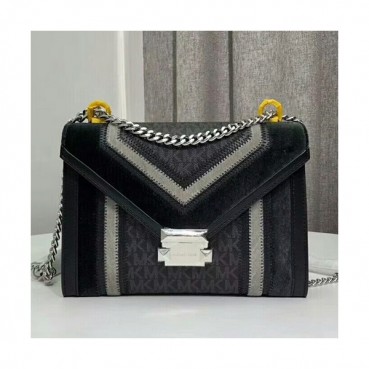 Michael Kors Leather Whitney Chain Shoulder Bag, 24CM - 마이클 코어스 레더 위트니 체인 숄더백 ,MKB0067, 24CM,블랙+그레이
