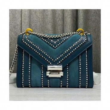 Michael Kors 2018 Leather Whitney Chain Shoulder Bag, 24CM - 마이클 코어스 2018 레더 위트니 체인 숄더백 ,MKB0063, 24CM,블루