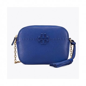 Tory Burch Leather Blue Mcgraw Tassel Camera Shoulder Bag,20cm - 토리버치 레더 블루 맥그로우 태슬 카메라 숄더백 TBB0123,20cm