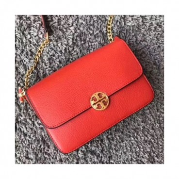 Tory Burch Leather Red Chelsea Chain Shoulder Bag,21cm - 토리버치 레더 레드 첼시 체인 숄더백 TBB0121,21cm