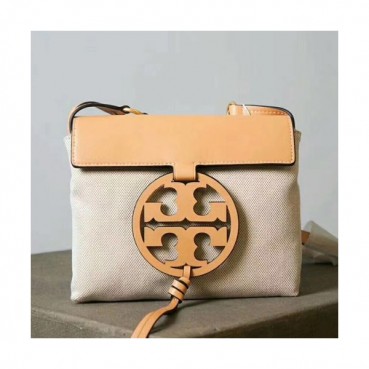 Tory Burch 2018 Leather Canvas Beige Shoulder Bag,21cm - 토리버치 2018 레더 캔버스 베이지 숄더백 TBB0119,21cm